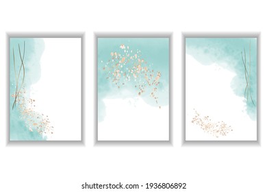 Watercolor cards for invitations, congratulations, business cards. Set of vector illustrations.