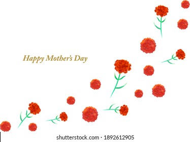 watercolor Carnation line hand painted illustration