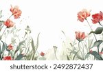 Watercolor carnations and tulips, flower frame, mother's day poster, women's day, women, mother, birthday, valentine's day