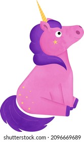 Watercolor cartoon unicorn. Illustration for design.