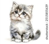 watercolor of cat clipart illustration isolated