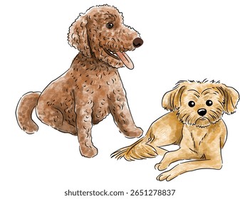 Watercolor Cat Dog Hand Drawn Designs