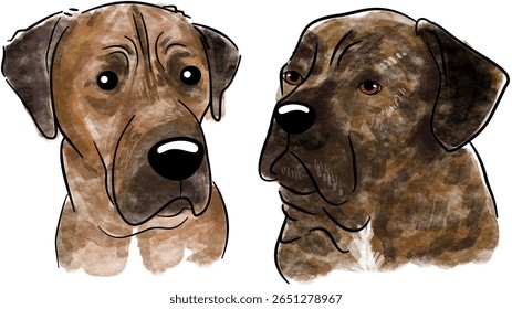 Watercolor Cat and Dog Portrait Collection