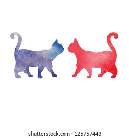 Watercolor cats.