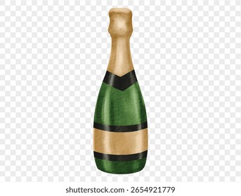 Watercolor champagne bottle celebration summer party vector.
