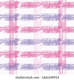 watercolor check ; vector, seamless pattern, hand painting, plaid Crossing horizontal and vertical lines with torn paper effect. Ethnic background. Vector