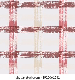 watercolor check ; vector, seamless pattern, hand painting, plaid Crossing horizontal and vertical lines with torn paper effect. Ethnic background. Vector