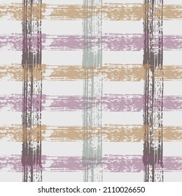 watercolor check ; vector, seamless pattern, hand painting, plaid Crossing horizontal and vertical lines with torn paper effect. Ethnic background. Vector