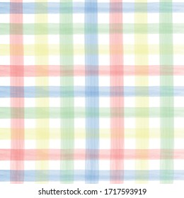 Watercolor checkered pattern. Colorful watercolor pattern with stripes. Colorful 
watercolor brush stripes pattern.