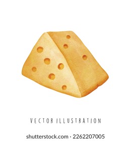 Watercolor cheese. Cheese Vector illustration