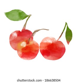 Vector de cereza de acuarela