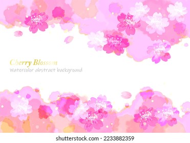 watercolor cherry blossom and abstract pink background, vector