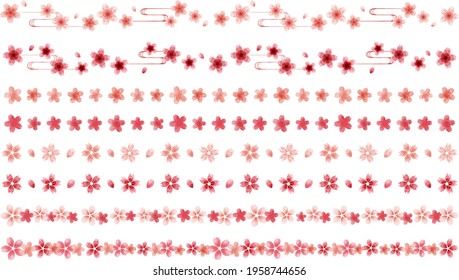 Watercolor Cherry Blossom Border Set