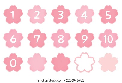 Watercolor cherry blossom mark number icon