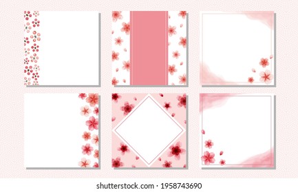 Watercolor Cherry Blossom Mini Card Set	