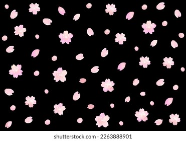 watercolor cherry blossom petals at night background illustration, vector