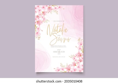 watercolor cherry blossom wedding invitation card set