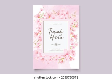 watercolor cherry blossom wedding invitation card set