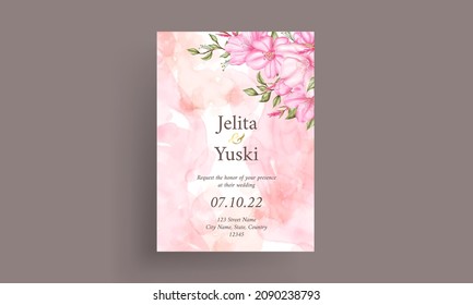 Watercolor cherry blossom wedding invitation theme