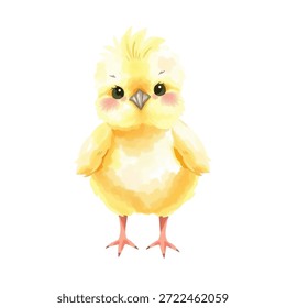 Watercolor chicken, Easter day, isolated on white background. Birds for greeting cards, posters and wedding designs.