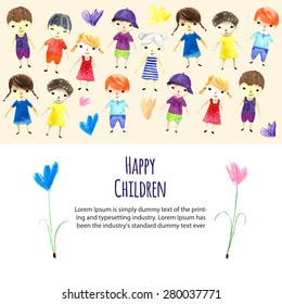 Watercolor children illustration with place for your text. Vector.