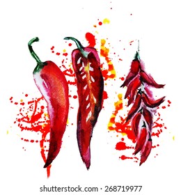 watercolor chili pepper