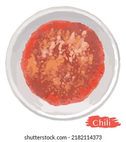 Watercolor chili pepper powder. Vector illustration.	