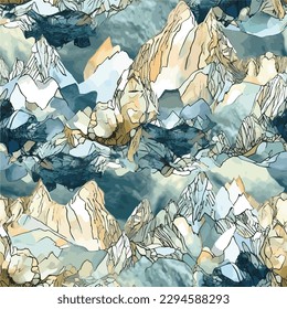 watercolor Chinese style mountain pattern background