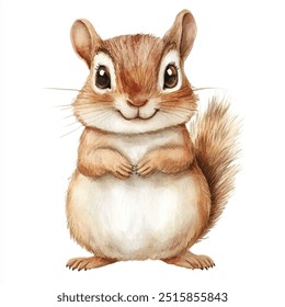 watercolor of chipmunk clipart illustration isolated