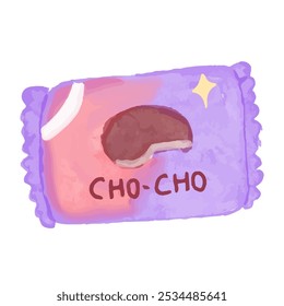 Watercolor choco snack illustration food . Fast food doodle in watercolor style vector illustration