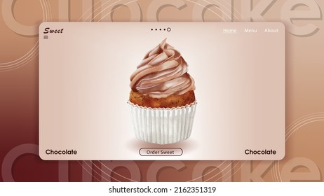 Watercolor of chocolate cupcake website template vector design great for cards, banners, headers, party posters or decorate your artwork.