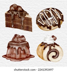 watercolor chocolate dessert element clip art illustration sweet