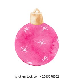 Watercolor Christmas ball decoration isolated on white background 