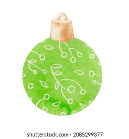 Watercolor Christmas ball decoration isolated on white background 