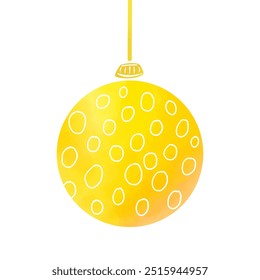 Watercolor Christmas ball. Christmas decoration. Vector illustration isolated on white background. Element for print, banner, card, brochure or poster.