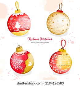 Aquarellfarben Weihnachtsbälle Clipart, Weihnachtsdekation, Digitale Aquarellfarben-Illustration
