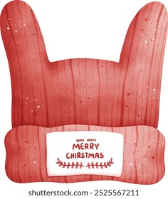 Ilustração do vetor do gorro de Natal da aquarela isolada no fundo branco