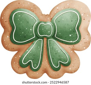 Ilustración vectorial de la galleta del arco de la Navidad de la acuarela aislada en fondo blanco