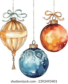 Watercolor Christmas decoration ball vector illustration, watercolor vector illustration