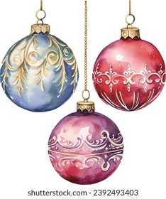 Watercolor Christmas decoration ball vector illustration, watercolor vector illustration