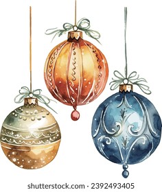 Watercolor Christmas decoration ball vector illustration, watercolor vector illustration