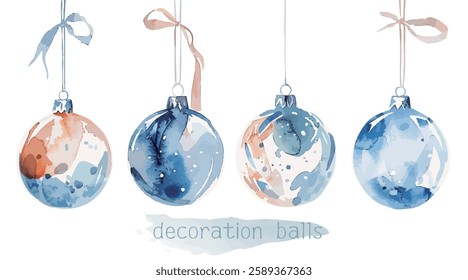 Watercolor Christmas decoration ball vector illustration, watercolor vector illustration，New Year, Easter