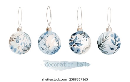 Watercolor Christmas decoration ball vector illustration, watercolor vector illustration，New Year, Easter