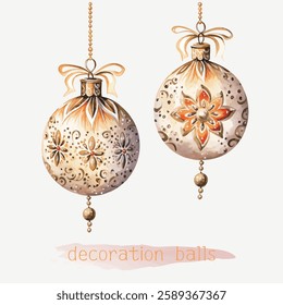 Watercolor Christmas decoration ball vector illustration, watercolor vector illustration，New Year, Easter