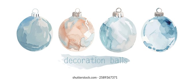 Watercolor Christmas decoration ball vector illustration, watercolor vector illustration，New Year, Easter