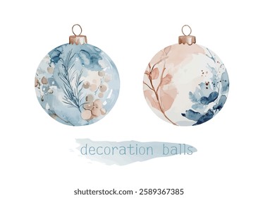 Watercolor Christmas decoration ball vector illustration, watercolor vector illustration，New Year, Easter