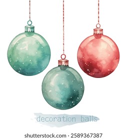 Watercolor Christmas decoration ball vector illustration, watercolor vector illustration，New Year, Easter