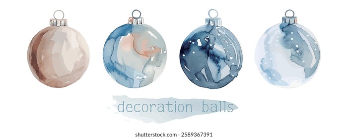 Watercolor Christmas decoration ball vector illustration, watercolor vector illustration，New Year, Easter