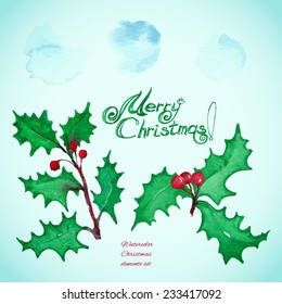 Watercolor Christmas elements set