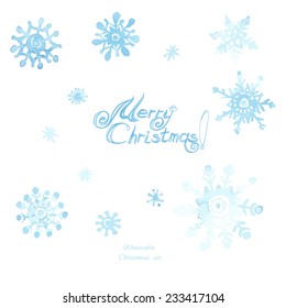 Watercolor Christmas elements set